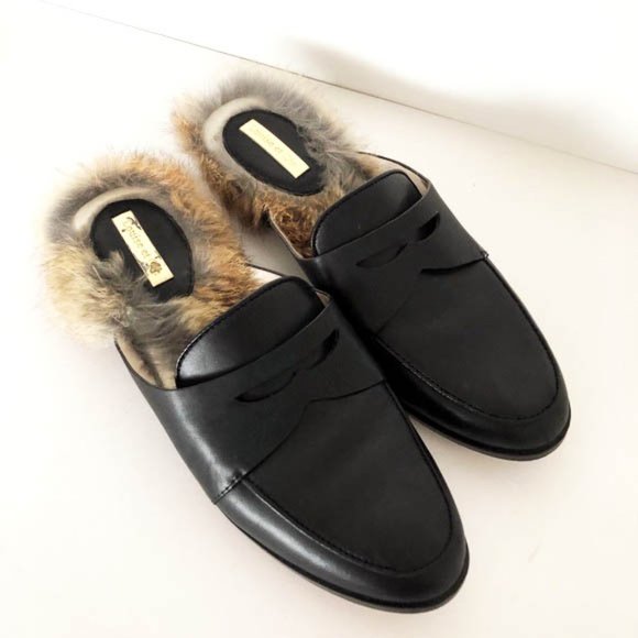 Louise et Cie Shoes - Louise Et Cie Dugan II Genuine Rabbit Fur penny loafer Mules